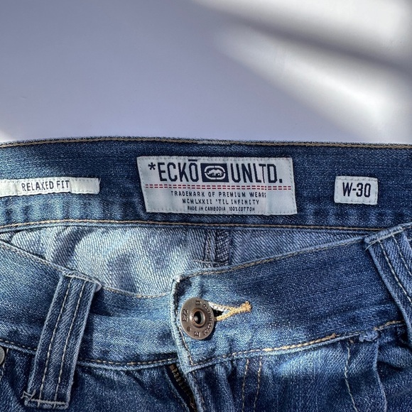 Y2K Ecko Untld. Embroidered Rhino Logo Pocket Relaxed Fit Jeans (30 x 30.5) - Picture 6 of 6